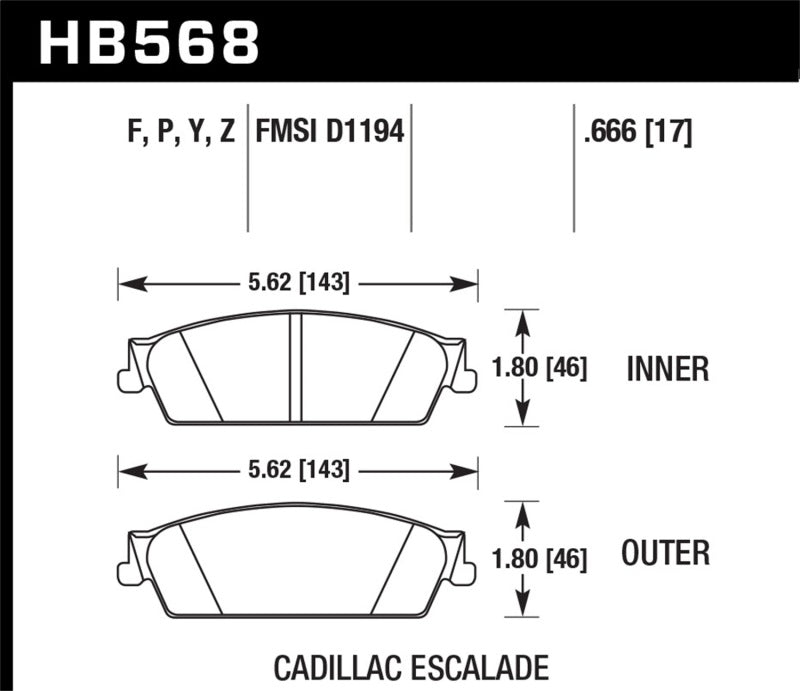 Hawk 07-14 Cadillac Escalade / EXT / ESV HPS 5.0 Rear Brake Pads