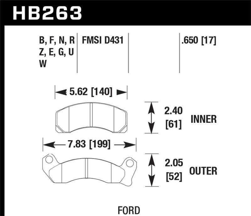 Hawk 87-93 Ford Mustang GT/LX DTC-60 Race Front Brake Pads