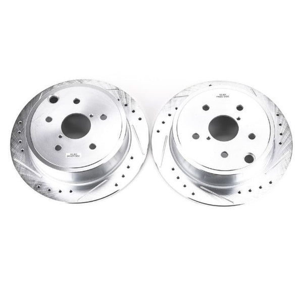 Power Stop 15-19 Subaru WRX Rear Evolution Drilled & Slotted Rotors - Pair