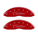 MGP 4 Caliper Covers Engraved Front Cadillac Engraved Rear ATS Red finish silver ch