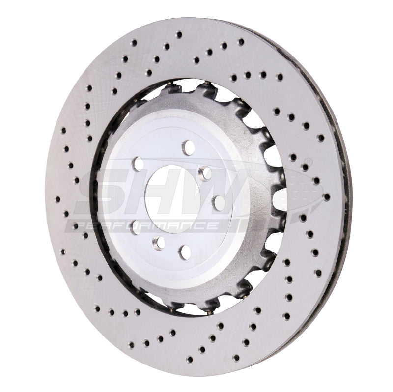 SHW 11-16 BMW M5 4.4L Left Rear Cross-Drilled Lightweight Brake Rotor