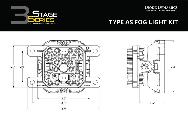Diode Dynamics SS3 LED Pod Max Type AS Kit - Yellow SAE Fog