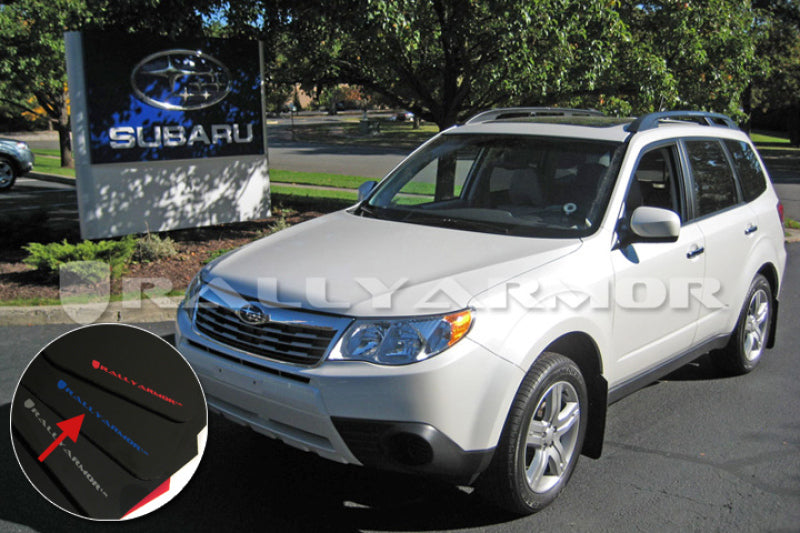 Rally Armor 2009+ Subaru Forester UR Black Mud Flap w/ Blue Logo