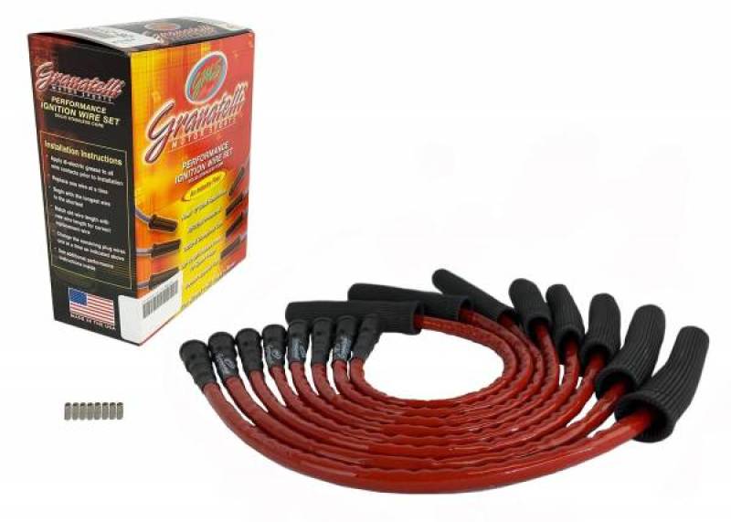 Granatelli 10-14 Ford 6.2L Perf Wire Set w/Inserts/Red Hi-Temp Jacket/Black Fire Sleeve