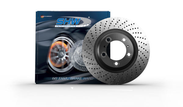 SHW 17-19 Porsche 911 Carrera 3.0L w/o Ceramic Brakes Right Front Cross-Drilled MB Brake Rotor