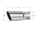 MBRP Universal Tip 6in OD 5in Inlet 15.5in Length 30 Deg Bend Angled Rolled End T304