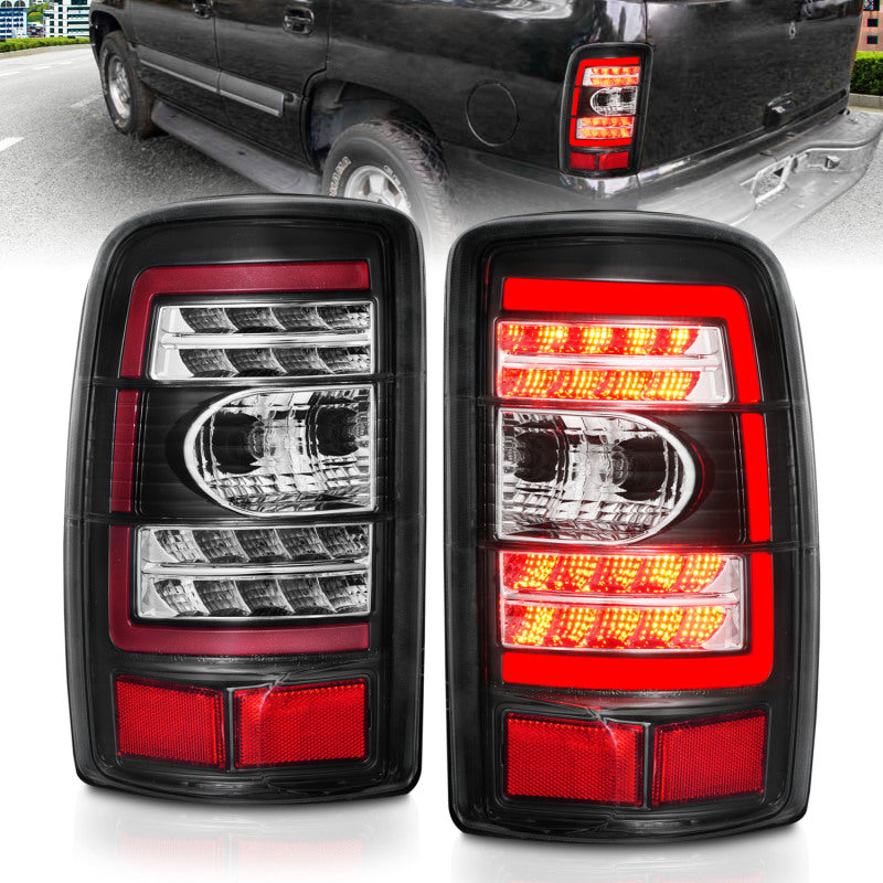 ANZO 2000-2006 Chevrolet Tahoe LED Tail Lights w/ Clear Lens Black Housing