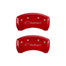 MGP 4 Caliper Covers Engraved Front & Rear Cursive/Challenger Red finish silver ch