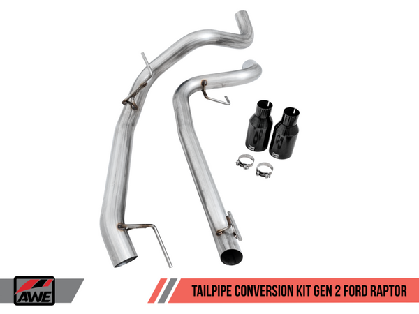 AWE Tuning 2017+ Ford Raptor Tailpipe Conversion Kit w/ Diamond Black Tips